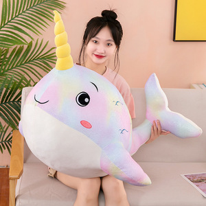 Adorable oreiller en peluche <span class=keywords><strong>baleine</strong></span> bleue avec motif à pois scintillants et broderie <span class=keywords><strong>de</strong></span> mouette, jouet animal marin doux pour <span class=keywords><strong>la</strong></span> décoration <span class=keywords><strong>de</strong></span> lit et canapé des enfants - Product Image 4