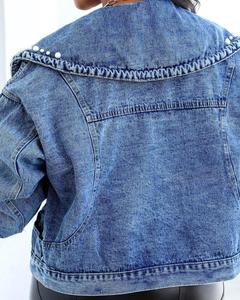 سترة نسائية جديدة من الجينز موديل 2022, سترة نسائية من الدنيم مزينة باللؤلؤ ، سترة نسائية من parquetas Para Mujer ، مقاس كبير ، سترة نسائية من الدنيم المزينة باللؤلؤ الأبيض ، سترة قصيرة للنساء - Product Image 4