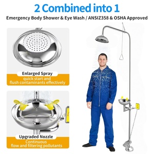 Estación de lavado de Ojos de acero inoxidable 304 para auditoría de fábrica: ducha y <span class=keywords><strong>lavaojos</strong></span> combinados industriales y de laboratorio - Product Image 2