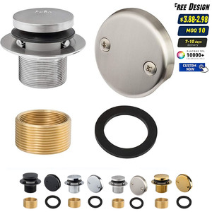 Bouchon de drain de baignoire anti-colmatage LW Assembly, attrape-cheveux amovible, robuste, universel, en laiton, nickel brossé - Product Image 1