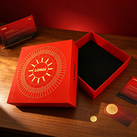Boîte cadeau rigide rouge personnalisée avec logo, estampage à chaud or, boîte avec couvercle, emballage de luxe pour entreprise avec insert en mousse noire