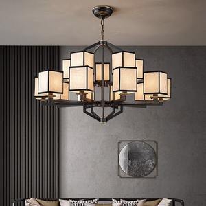 Lustre en cuivre massif de style chinois moderne simple et rétro pour villa, salon, chambre à coucher, bureau, salle à manger - Product Image 3