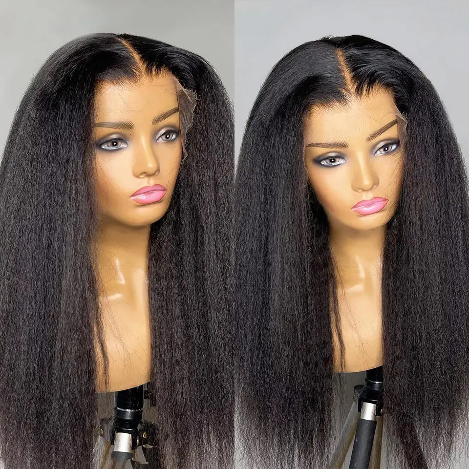 Lace Wigs 100% Virgin Human Hair, 26Inch Long Yaki Straight Human Hair Braided Wigs For Black Women