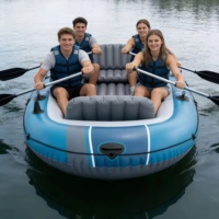 Kayak gonflable Intex pour 4-5 personnes, bateau gonflable en PVC épaissi, idéal pour les excursions marines, les parcs aquatiques et la pêche en lac (4m)