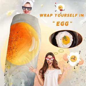 Manta gigante divertida con estampado de huevos, manta redonda de franela suave para adultos y niños - Product Image 2