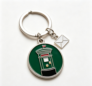 Green Enamel Postbox Key Chain Metal <b>Keyring</b> Round Mailbox Pendant Envelope <b>Charm</b> Gift Souvenir - Product Image 2
