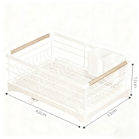 Égouttoir à vaisselle en métal antirouille avec plateau de drainage amovible, support de séchage pour ustensiles de cuisine domestique sur comptoir, organisateur d'ustensiles