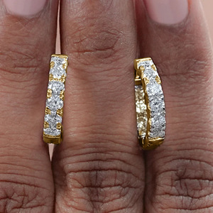 Elegantes Pendientes de Aro con Moissanita VVS GRA, Chapados en Oro de 14K sobre Cobre, Ideales para Damas, Estilo Casual y de Oficina - Product Image 1