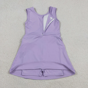 En stock – Nouvelle collection 2026 – Robe de yoga active sans manches pour bébés filles, avec nœud violet, longueur genou - Product Image 2