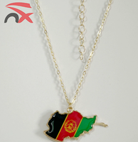 Chaîne de cadeau de mode personnalisée en acier inoxydable plaqué émaillé drapeau afghan carte chaîne pendentif collier