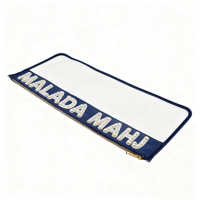 Sac Mah Jong à fermeture éclair transparent bleu marine avec logo brodé personnalisé de 21 pouces pour carreaux de Mahjong