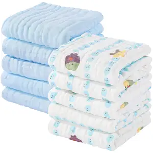 GU平纹细布婴儿毛巾100% 棉面巾10包婴儿毛巾12x 12英寸柔软吸水抹布