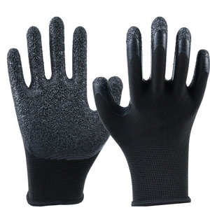 SONICE Hombres Negro Industrial Negro guantes de látex Recubierto Agarre de goma arrugado Trabajo Protección de jardín Guantes de seguridad de látex - Product Image 1
