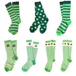 Wholesale St. Patrick's Shamrock Irish Striped Knee High Socks