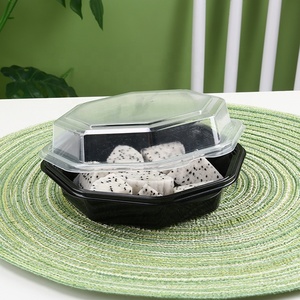 Restaurante ecológico de alta calidad, plástico <span class=keywords><strong>Rectangular</strong></span> negro, eliminación de PS, contenedor de ensalada para llevar comida - Product Image 2