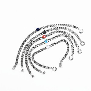 yunnique Steel Wings Titanium Steel Chain <b>Bracelet</b> With <b>Red</b> Gem Bezel Setting Fashion Jewelry For Men And Women - Product Image 3