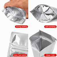 Sac en plastique prêt à expédier, transparent, argenté, avec fermeture éclair, debout, en aluminium, pour aliments, noix, emballage alimentaire