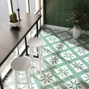 Fas Retro seramik yeşil 300X300 banyo mutfak kayma önleyici porselen yer karoları
