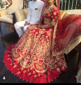 Belle traditionnelle mariée indienne pakistanaise haut et robe Lehenga lourde Zardozi broderie élégante tenue de mariage 2025 - Product Image 1