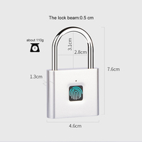 Security IP56 Waterproof Zinc Alloy Unlock Fingerprint Smart Lock Fingerprint Padlock