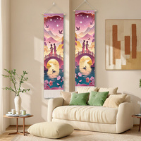 Tapis mural tissé style Art Déco, motif lune, pour toile de fond de lit, héritage culturel, textile de maison en coton et lin, accessoires de présentation JY
