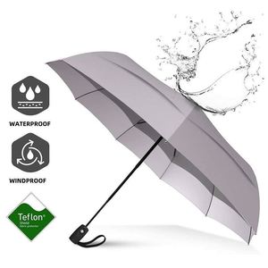 Parapluie pliant double à ouverture et fermeture automatiques le moins cher avec logo personnalisé, imperméable, résistant au vent et protection UV - Product Image 3