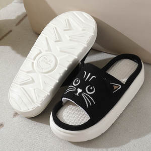 Tốt Nhất Bán Phim Hoạt Hình Mềm Độn Duy Nhất Động Vật Mèo Sang Trọng Fluffy Khách Sạn Mờ Phụ Nữ Linen Nhà Flip-Flops Dép Đi Trong Nhà - Product Image 3