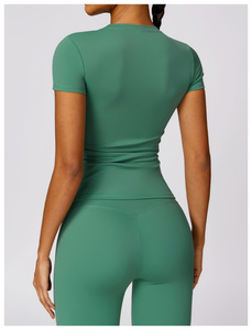 เสื้อยืดลำลองผู้หญิงสำหรับฤดูใบไม้ผลิ แห้งเร็ว เหมาะสำหรับโยคะ แขนสั้น สำหรับวิ่งและเล่นกีฬา เสื้อแขนสั้นผู้หญิง - Product Image 4