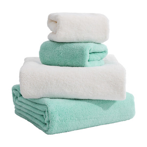 Coral Fleece <b>Bath</b> <b>Towel</b> <b>Set</b> Solid Color Rectangular Skin Friendly Lint Resistant Highly Absorbent Home Use 300g 400g - Product Image 2