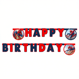 Bannière jetable rectangulaire en plastique, thème Spiderman, pour fête d'anniversaire, motif dessin animé populaire, 2M, imprimée numériquement en 4 couleurs, 2 - Product Image 1
