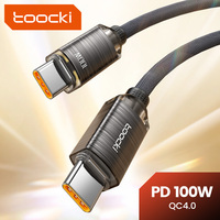 Câble de charge rapide Toocki C-C 100W de puissance maximale, charge l'iPhone 15 jusqu'à 50% en 22 minutes, connecteur anti-oxydation pour la maison et le bureau