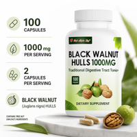 Capsules de Coques de Noyer Noir 1000 mg par Portion Juglans Nigra Complément Alimentaire à Base de Plantes 100 Capsules