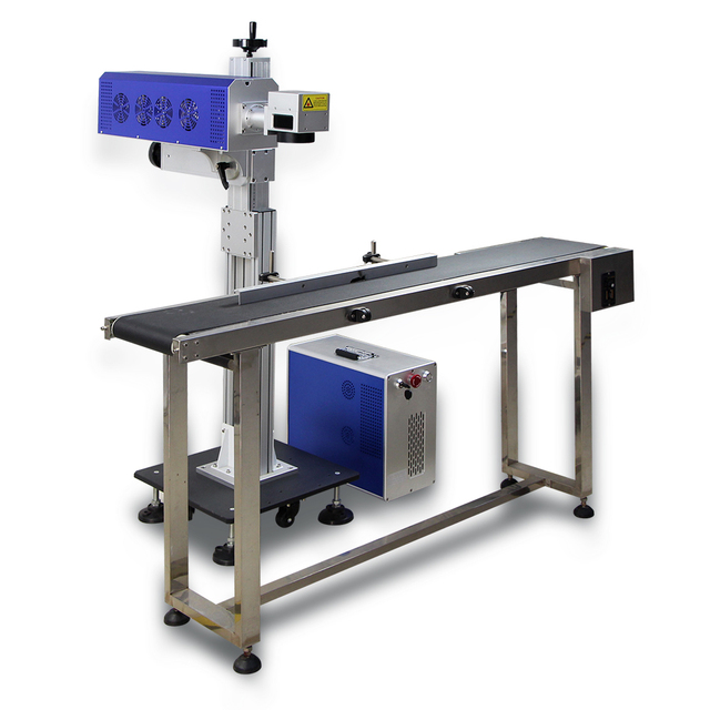30w 60w Flying Marking Galvo Laser Printer Co2/fiber Fly Laser Marking Machine for Wood Leather Plastic Bottle Engraving