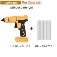 Pistolet à colle chaude électrique sans fil Pistolet thermofusible Buse anti-brûlure avec 10 bâtons de colle pour Dewalt sans batterie