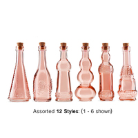 Petites bouteilles en verre vintage rougeâtre avec bouchons, vases à bourgeons, décoratives, pour potions, ensemble de 12 pièces de design assorti, 4,6 pouces de haut