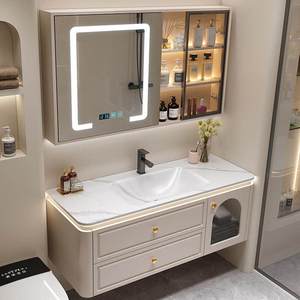 Nouvelle combinaison meuble-lavabo de salle de bain en bois massif avec vasque intégrée en ardoise thermoformée - Product Image 6