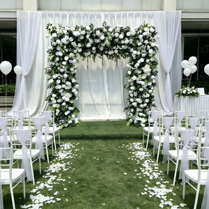 <b>Wedding</b> Handmade Artificial Silk Flower Arch White Rose Heart Shape Square Design for <b>Wedding</b> & New Year Decorations - Product Image 1