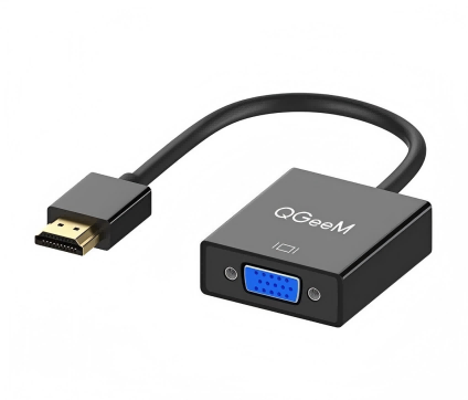 QGeeM H DMI to VGA Adapter With 3.5mm Audio Port 1080P60Hz H DMI1.4 to VGA Converter Male to Female for PC Monitor Projector New