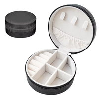 Petite bague de voyage personnalisée en cuir PU pour fille et dame Boîte ronde de rangement pour bijoux de luxe
