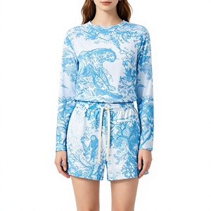 Ensemble de vêtements assortis à la mode, imprimé tigre vintage, 2 pièces, haut à manches longues décontracté et short à cordon de serrage - Product Image 6
