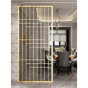 Paravent de séparation en acier inoxydable creux de style chinois moderne minimaliste pour la décoration de bureau, pour le salon - Product Image 5