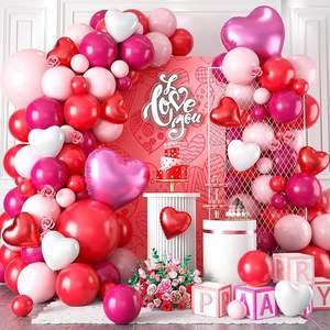 Decoraciones Ecológicas de Calidad para Bodas, San Valentín, Graduaciones, Kit de Guirnalda de Globos Rojos, Blancos y Rosas, Arco de Globos de Látex con Forma de Corazón - Product Image 2