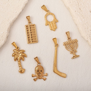Colgante de Acero Inoxidable para Hombre con Diseños de Mano de Hamsa, Calavera, Menorah, Palmera, Ábaco, Palo de Hockey, para Collares y Pulseras DIY, Venta al por Mayor - Product Image 5