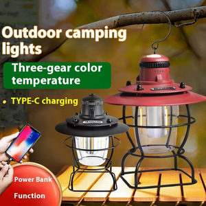 Cắm Trại Ngoài Trời dẫn đèn 3cct mờ Lều tán retro đèn lồng có thể sạc lại treo ánh sáng ABS cơ thể bầu không khí chiếu sáng IP44 <span class=keywords><strong>CE</strong></span> - Product Image 2