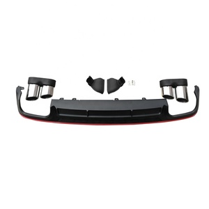 Difusor de parachoques trasero para coche, difusor de tubo de escape S6 con tira roja, color negro grueso, reajuste para <span class=keywords><strong>Audi</strong></span> <span class=keywords><strong>A6</strong></span> 2019 <span class=keywords><strong>2020</strong></span> 2021 2022 - Product Image 1