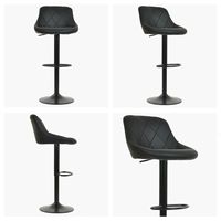 Tabouret de bar moderne en faux cuir noir pivotant avec base en métal noir