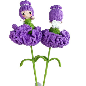 Oeillet tissé à la main Crochet fleur fée décoration de la maison Bouquet au crochet artificiel tricoté à la main fleurs mignonnes - Product Image 1