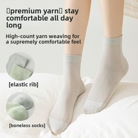 Chaussettes mi-mollet fines et souples en soie de mûrier et chanvre sans couture pour femme, respirantes, antibactériennes, désodorisantes, couleur unie, pour l'été
