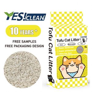 Litière pour chat écologique à base de tofu broyé |   Yes Clean Brand OEM ODM Marque Privée Faible MOQ Livraison Rapide Litière Agglomérante pour Chat - Product Image 1