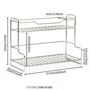 Estante de almacenamiento de doble capa de acero inoxidable para encimera de cocina y baño, organizador de cosméticos, estante de drenaje - Product Image 4